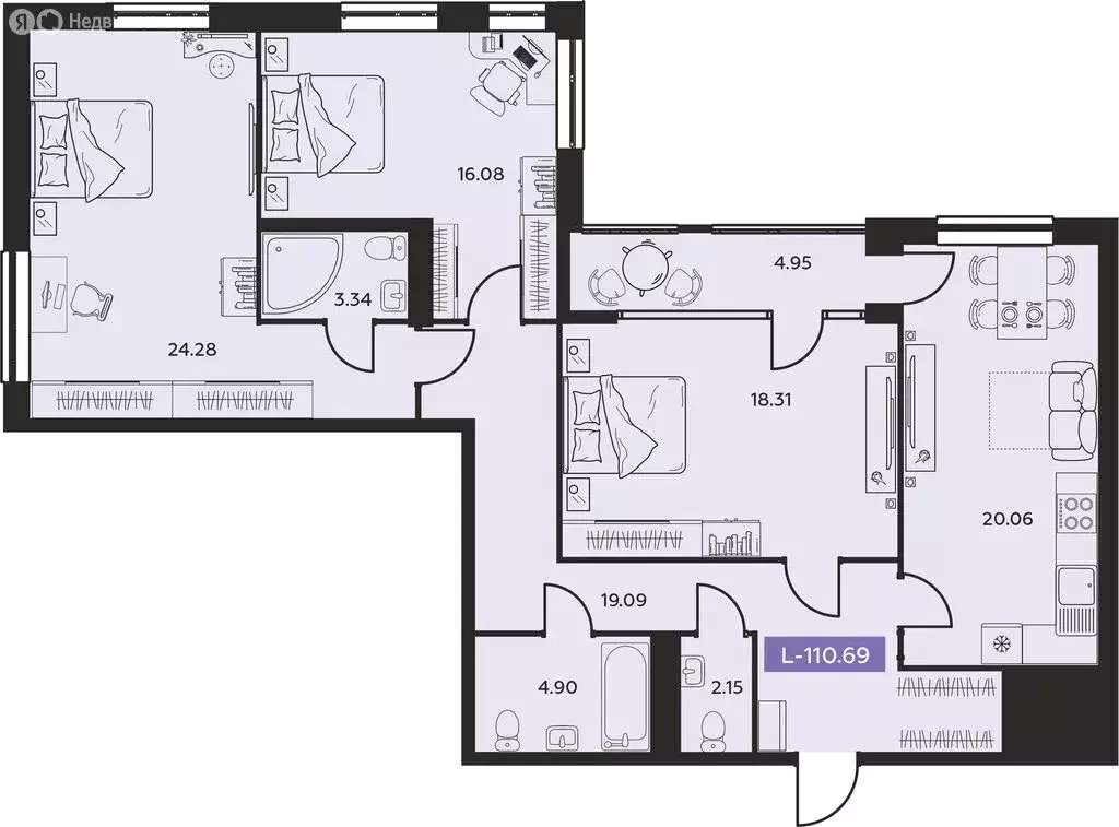 4-комнатная квартира: Иваново, проспект Ленина, 55В (110.69 м) - Фото 1