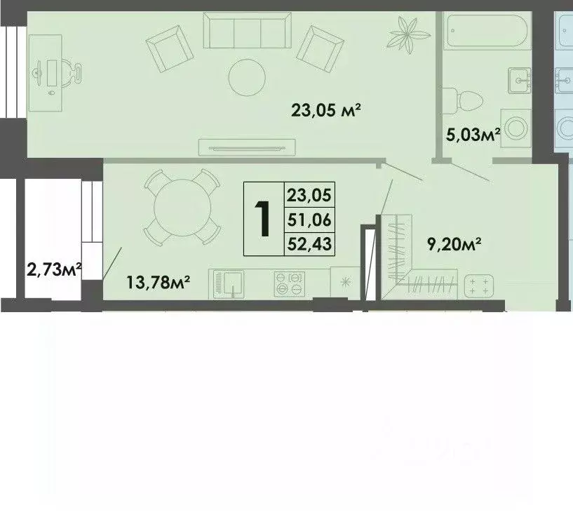 1-к кв. Саха (Якутия), Якутск ул. Губина, 15 (52.47 м) - Фото 0