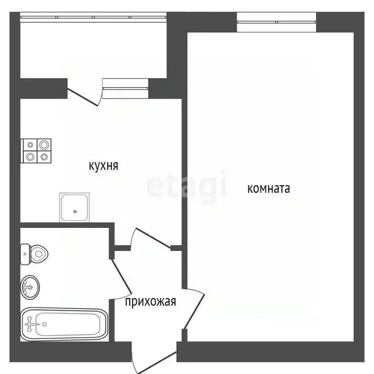 1-к кв. Ленинградская область, Кириши Восточная ул., 6 (31.1 м) - Фото 2