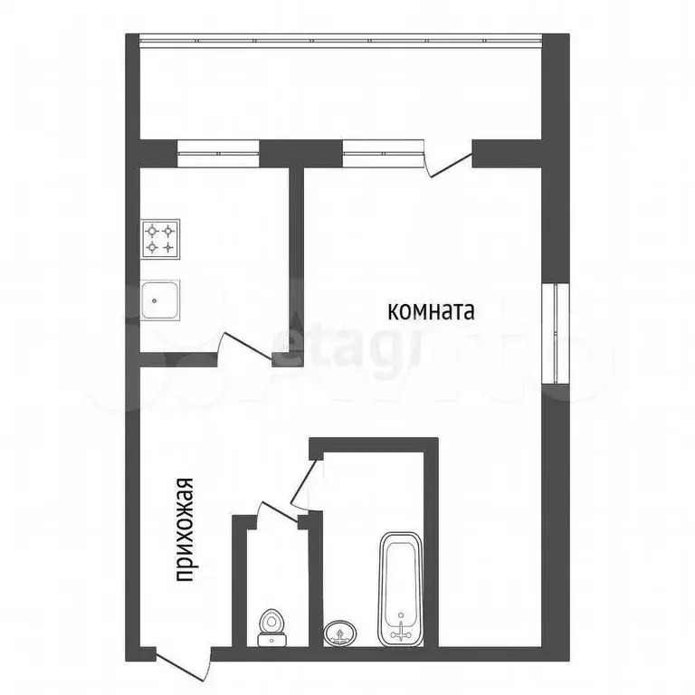 1-к. квартира, 35,1 м, 5/9 эт. - Фото 0