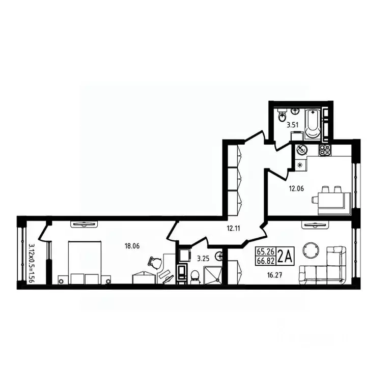 2-к кв. Адыгея, Майкоп  (66.82 м) - Фото 2