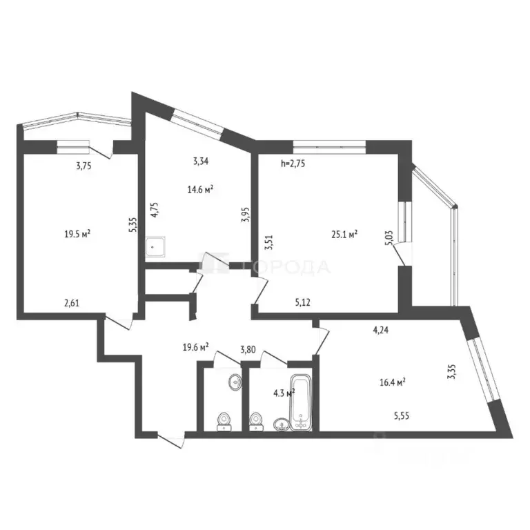 3-к кв. Кемеровская область, Новокузнецк просп. Н.С. Ермакова, 28 ... - Фото 2