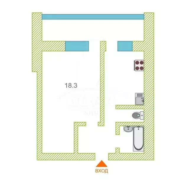 1-комнатная квартира: Тюмень, улица Циолковского, 15 (36.7 м) - Фото 1