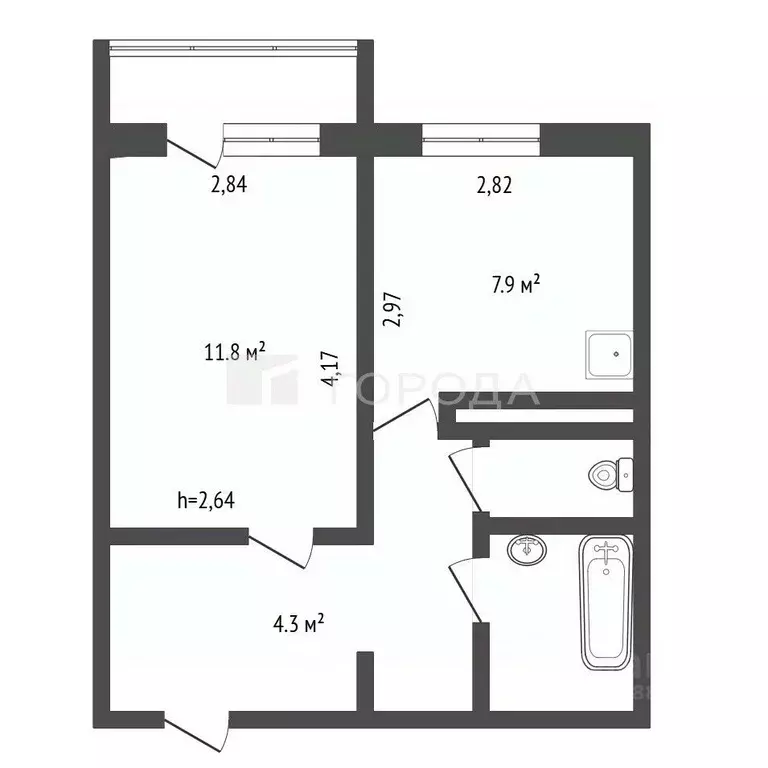 1-к кв. Кемеровская область, Новокузнецк ул. 40 лет ВЛКСМ, 7 (31.0 м) - Фото 2