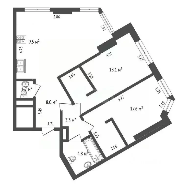 3-к кв. Москва ул. Академика Волгина, 2 (78.7 м) - Фото 2