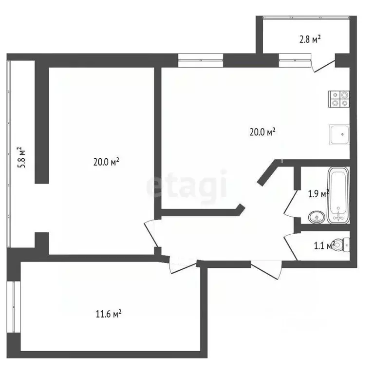 2-к кв. Тюменская область, Тюмень ул. 50 лет Октября, 37 (64.5 м) - Фото 2