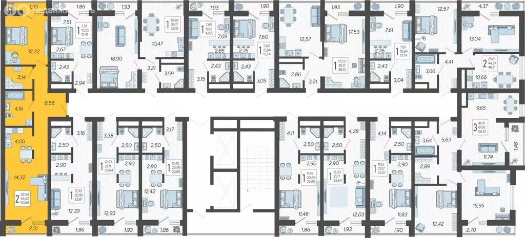 2-комнатная квартира: Сочи, микрорайон Бытха, Ясногорская улица, ... - Фото 2