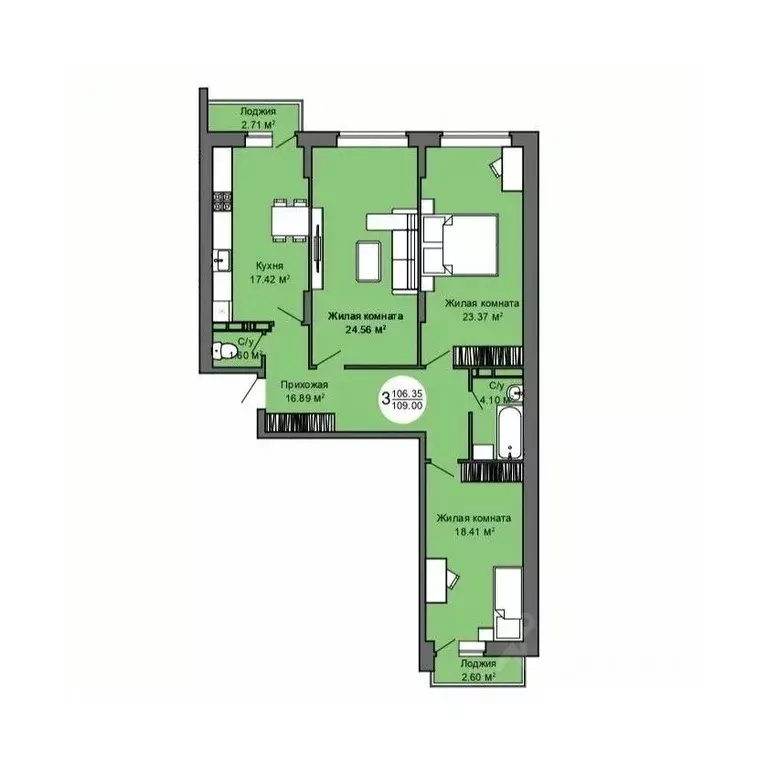 3-к кв. Орловская область, Орел Межквартальная ул., 3 (108.0 м) - Фото 1