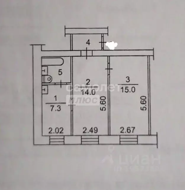 2-к кв. Томская область, Томск ул. Томск-Северный МПС, 8/1 (42.9 м) - Фото 2