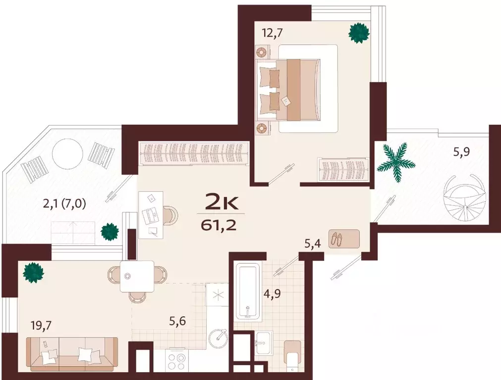 2-к кв. Крым, Ялта Роялта жилой комплекс (61.2 м) - Фото 1