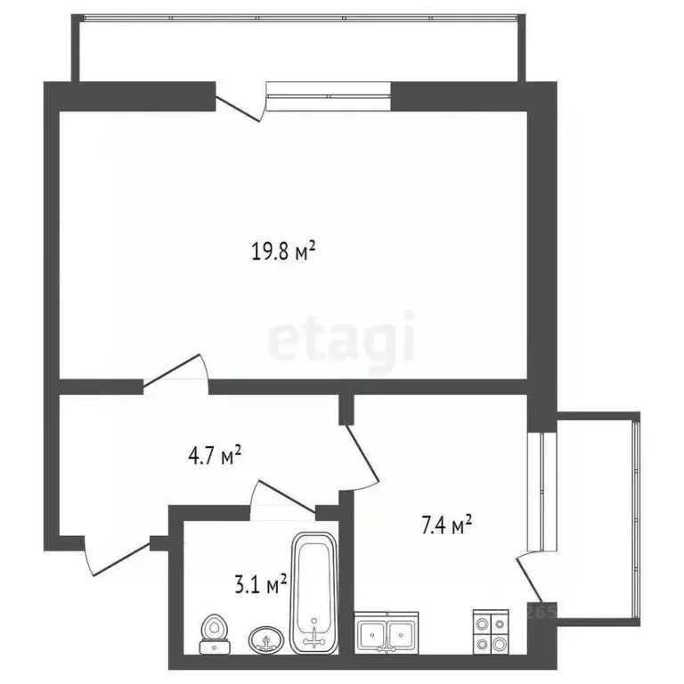 1-к кв. Севастополь ул. Генерала Жидилова, 40 (35.0 м) - Фото 2