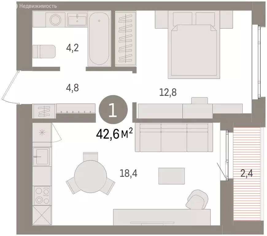 1-комнатная квартира: Екатеринбург, жилой район Сортировочный, ... - Фото 1