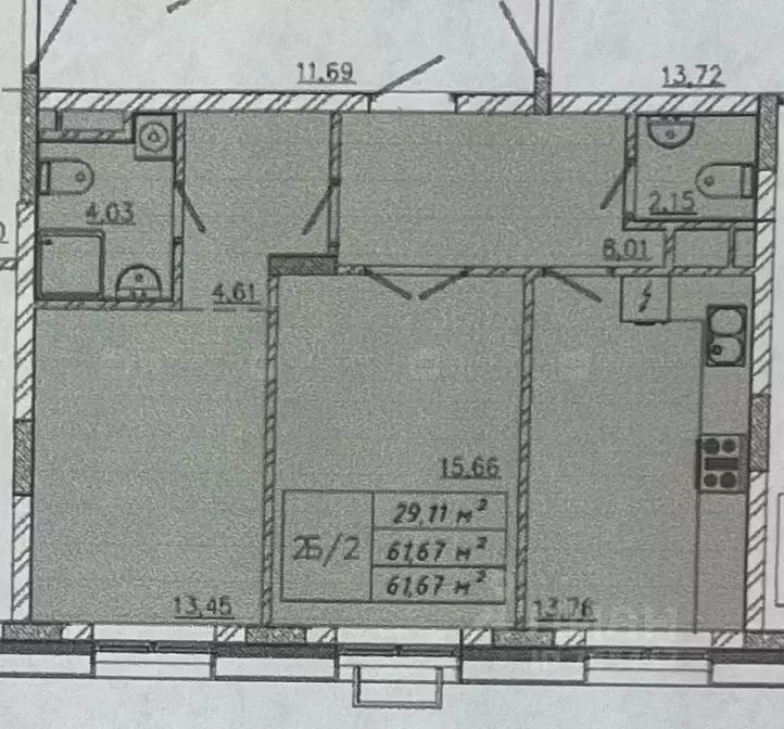2-к кв. Татарстан, Казань ул. Сибгата Хакима, 62 (61.7 м) - Фото 2