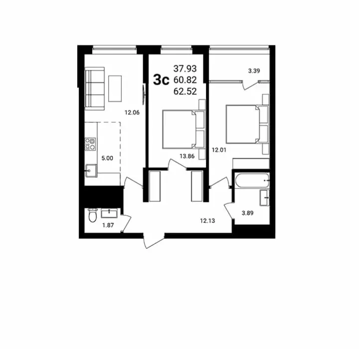 2-комнатная квартира: Уфа, улица Сагита Агиша, 19 (65 м) - Фото 0