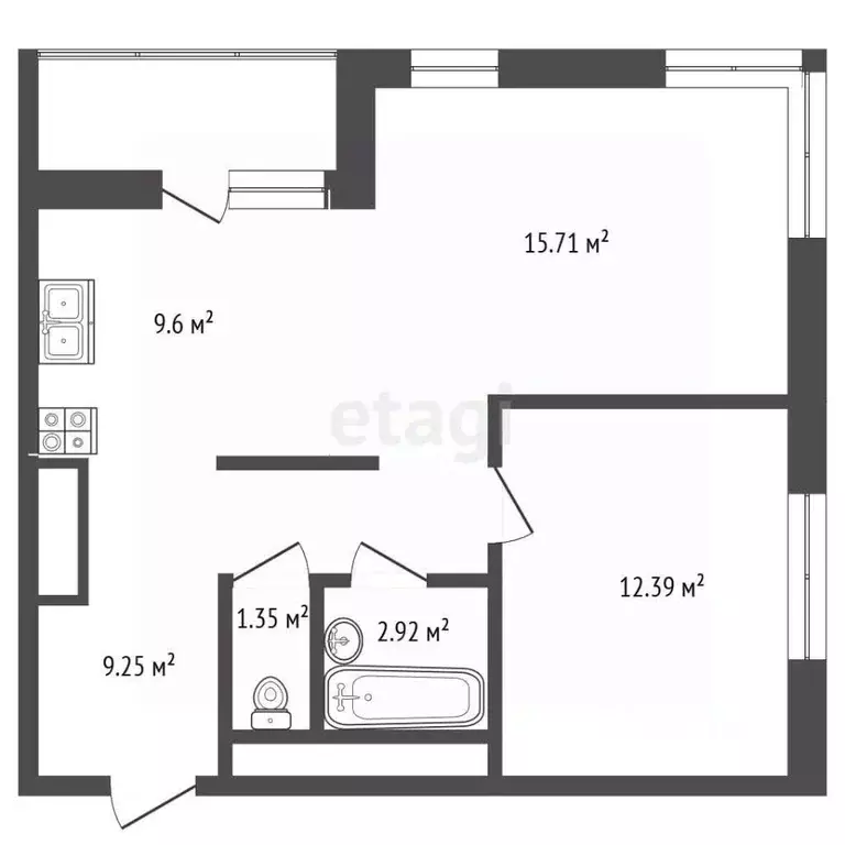 2-к кв. Московская область, Одинцово ул. Маршала Бирюзова, 7к1 (56.5 ... - Фото 2