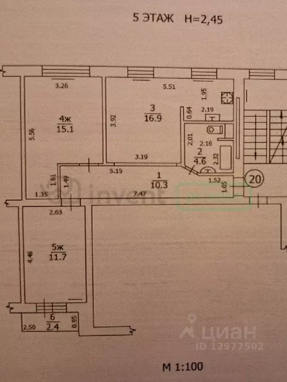 3-к кв. Калининградская область, Калининград ул. Грига, 5 (58.6 м) - Фото 2