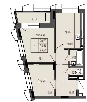 2-к кв. Саха (Якутия), Якутск ул. Чкалова, 39А (47.21 м) - Фото 0