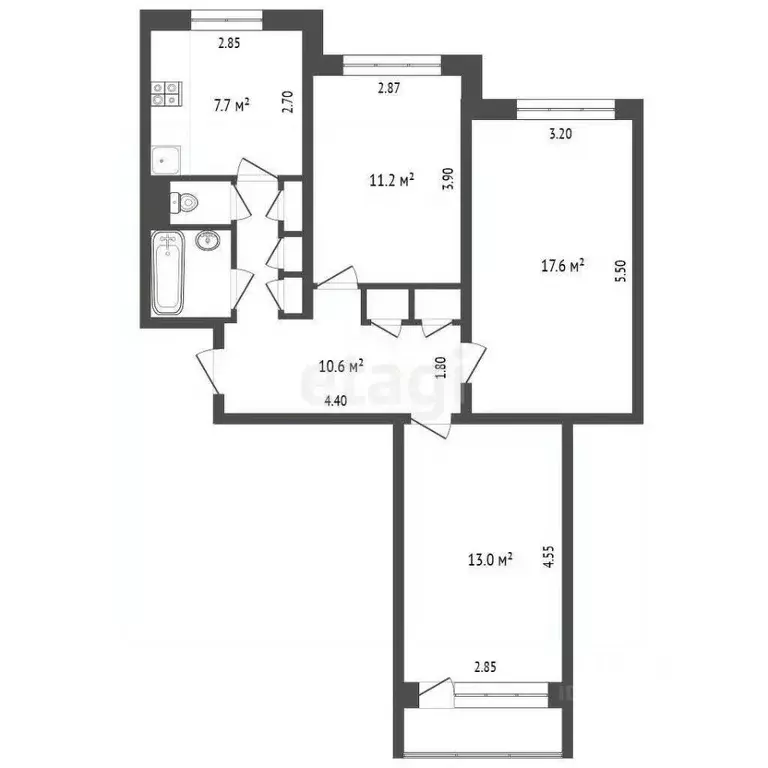 3-к кв. Ямало-Ненецкий АО, Новый Уренгой Советский мкр, 4/4 (65.8 м) - Фото 1