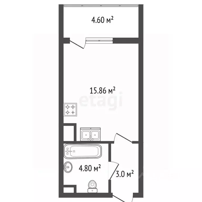 Студия Санкт-Петербург Политехническая ул., 6 (27.9 м) - Фото 2