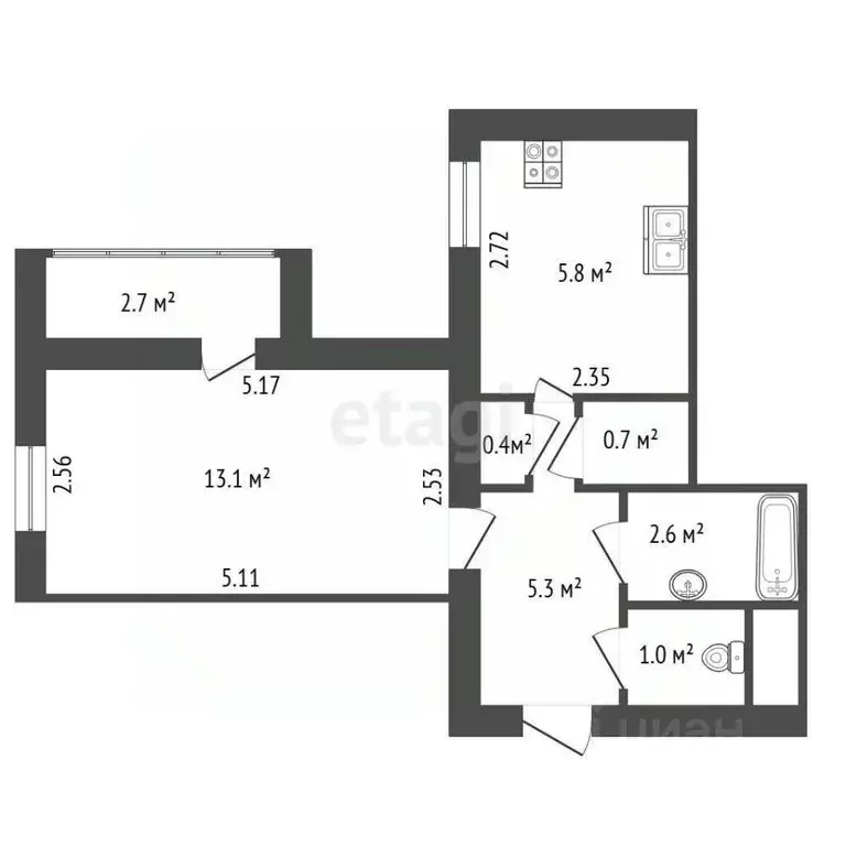 1-к кв. Санкт-Петербург Пискаревский просп., 21К2 (28.9 м) - Фото 2