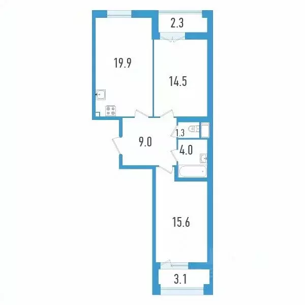 2-к кв. Санкт-Петербург ул. Типанова, 22 (67.1 м) - Фото 0