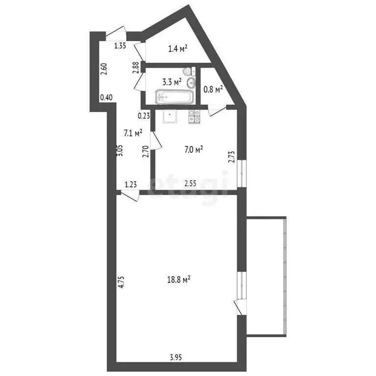 1-комнатная квартира: Ишим, Советская улица, 9А (38.4 м) - Фото 0