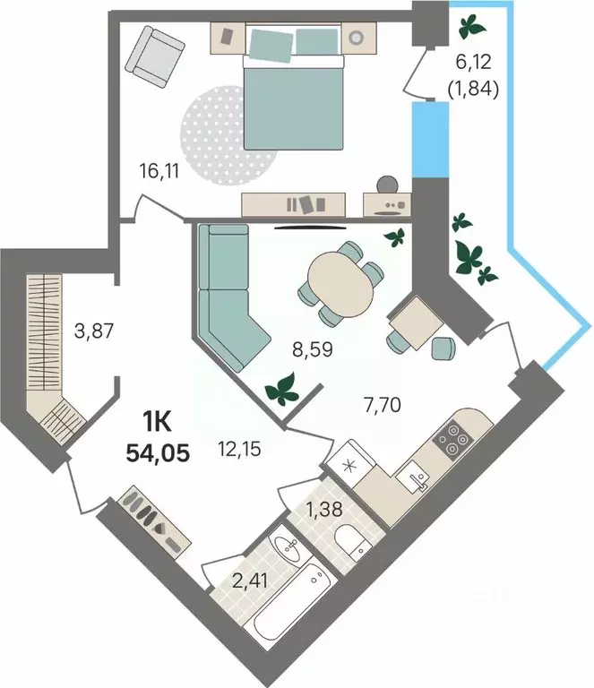 2-к кв. Пермский край, Пермский муниципальный округ, с. Култаево ул. ... - Фото 1