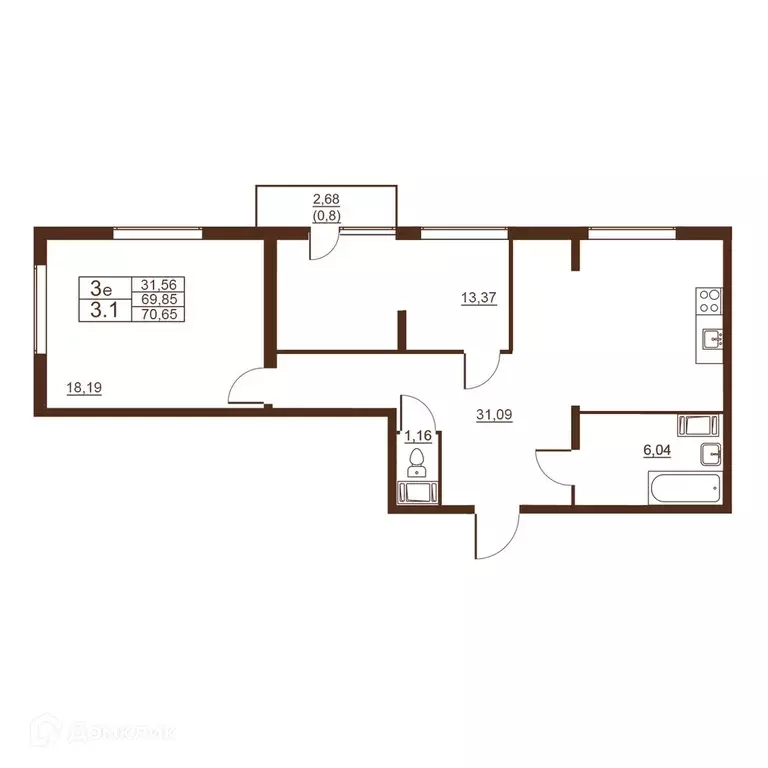 Продаётся 3-к квартира, 70.65 м - Фото 0