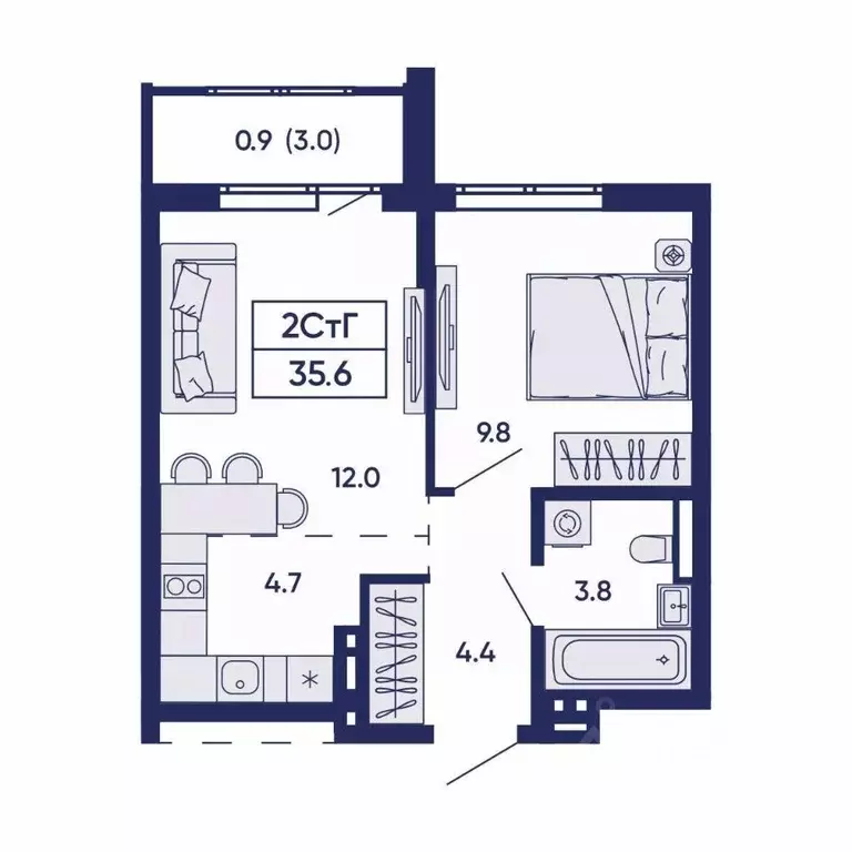 2-к кв. Новосибирская область, Новосибирск Горизонт жилой комплекс ... - Фото 2