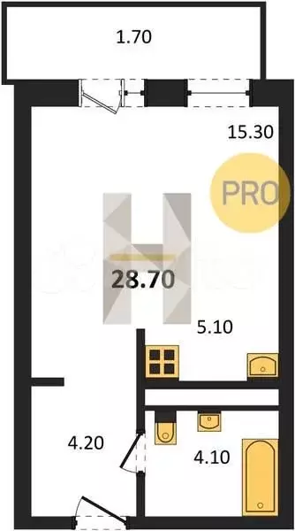 Квартира-студия, 30,5 м, 3/21 эт. - Фото 0