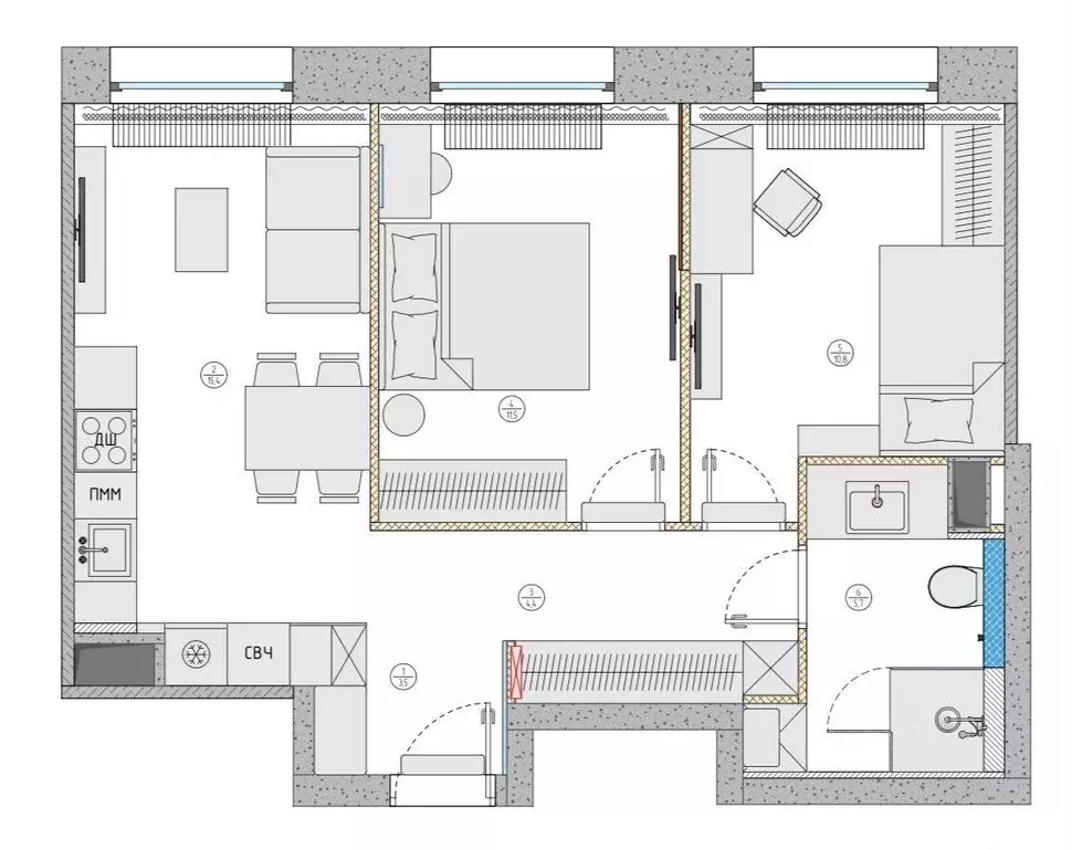 3-к кв. Москва ул. Архитектора Щусева, 4к1 (55.0 м) - Фото 1