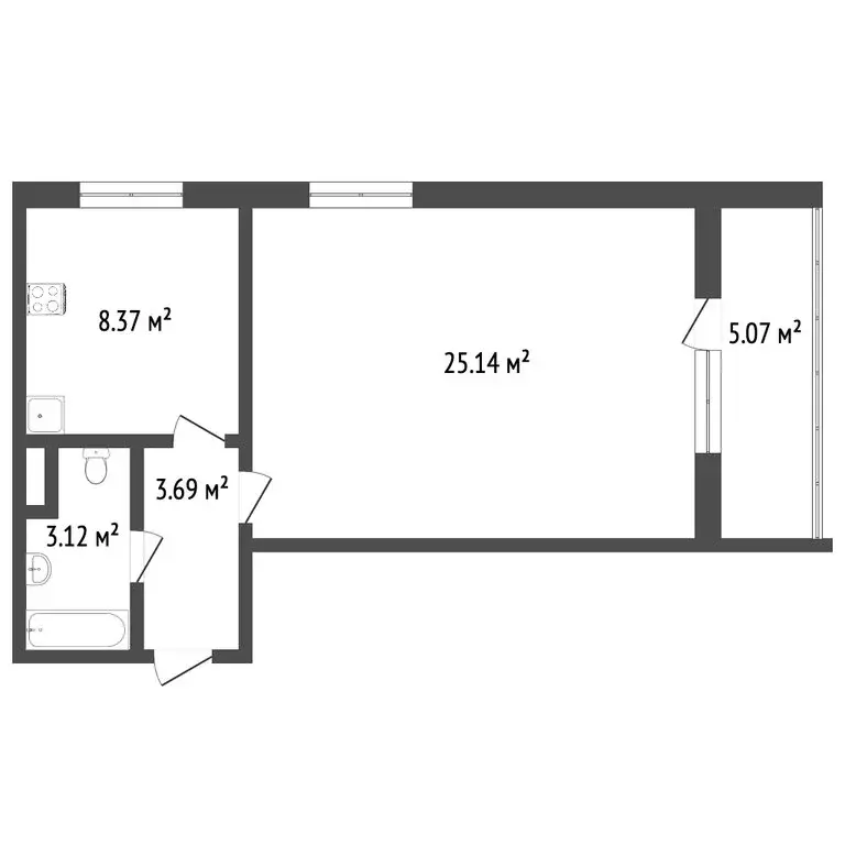 1-комнатная квартира: Челябинск, улица Дмитрия Неаполитанова, 8 (40.7 ... - Фото 1