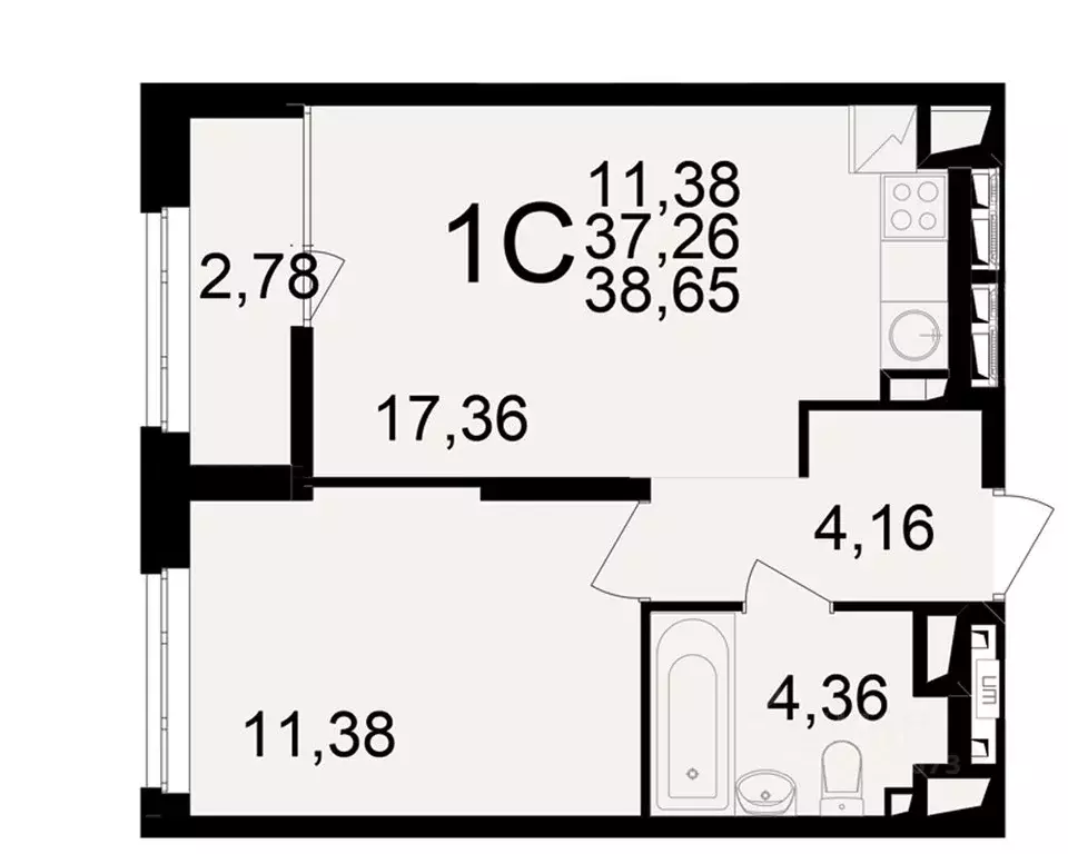 1-к кв. Рязанская область, Рязань ул. Чкалова (37.26 м) - Фото 1