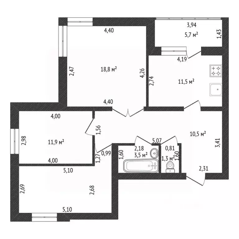 3-к кв. Башкортостан, Уфа ул. Летчиков, 20 (82.0 м) - Фото 2