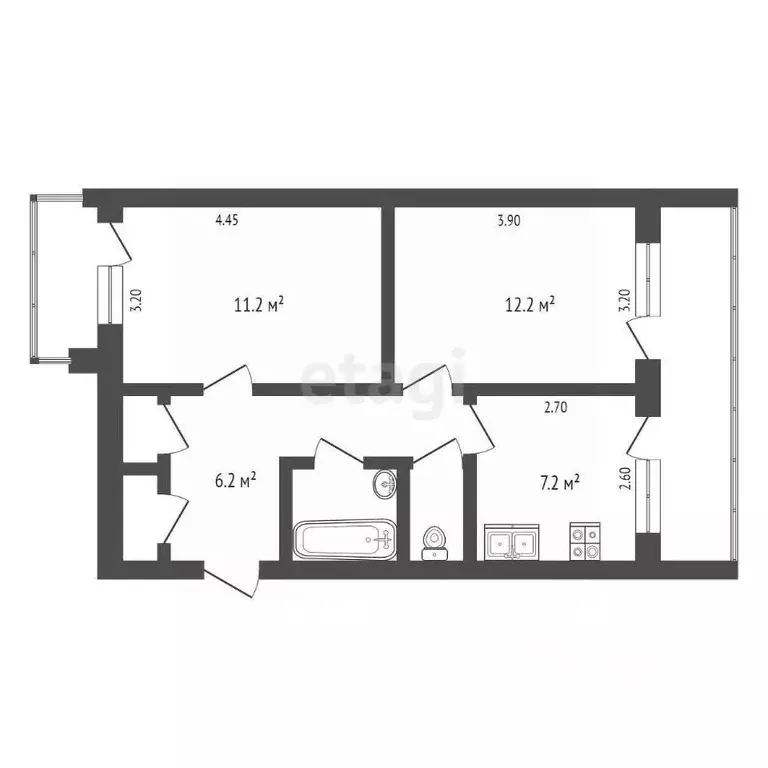 2-к кв. Ростовская область, Таганрог ул. Москатова, 27 (47.4 м) - Фото 1