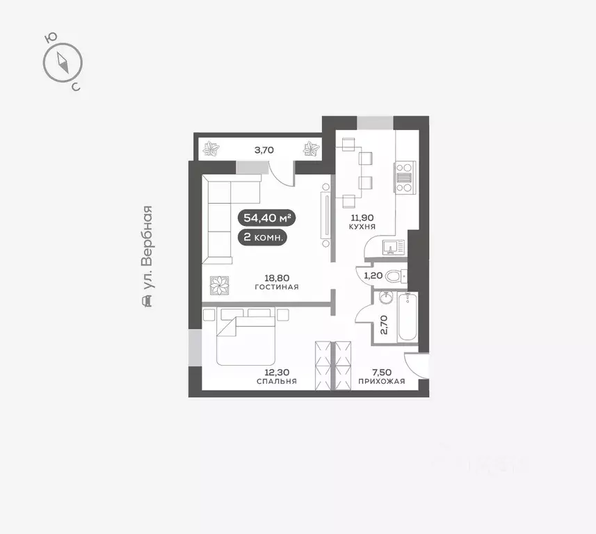 2-к кв. Красноярский край, Красноярск Белый Квартал на Свободном жилой ... - Фото 1