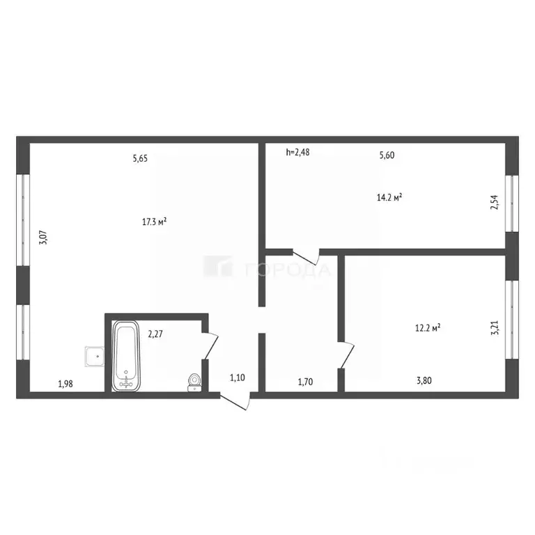 3-к кв. Кемеровская область, Новокузнецк ул. Шункова, 14 (63.3 м) - Фото 2