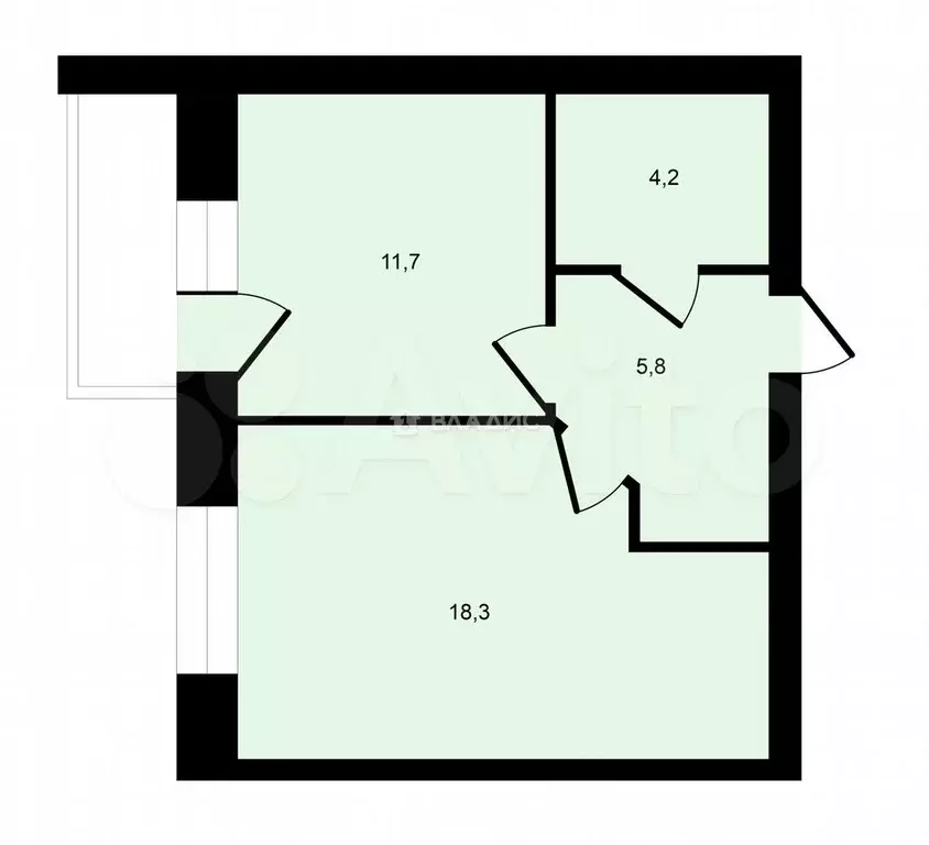 1-к. квартира, 42 м, 1/9 эт. - Фото 0