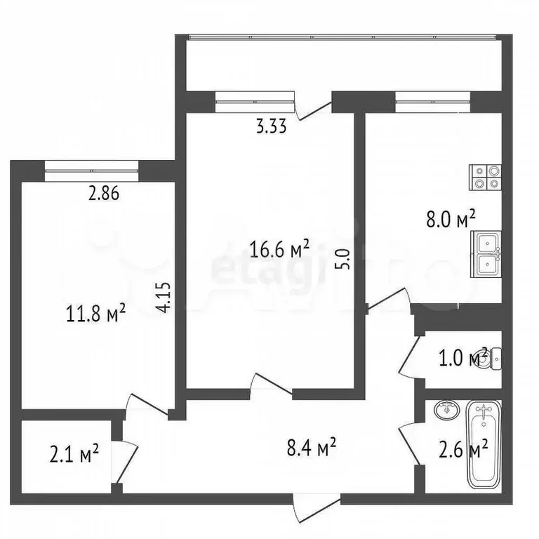 2-к. квартира, 50,5 м, 9/9 эт. - Фото 0