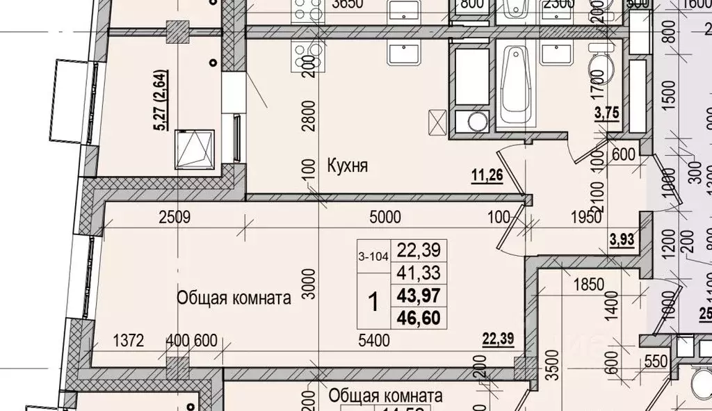 1-к кв. Саха (Якутия), Якутск ул. Чкалова, 47 (43.97 м) - Фото 1