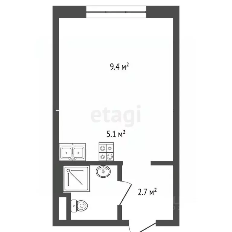 Студия Московская область, Люберцы ул. 8 Марта, 20к1 (19.8 м) - Фото 2