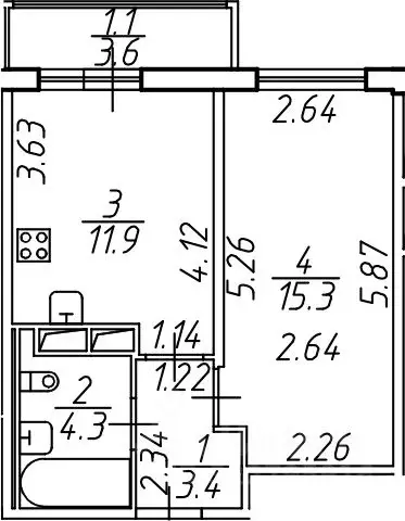 1-к кв. Ленинградская область, Мурино Всеволожский район, ул. ... - Фото 1