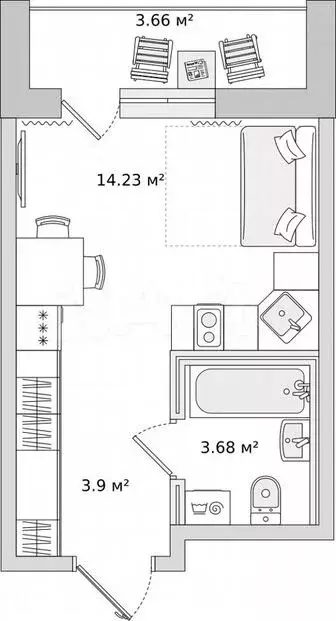 Квартира-студия, 21,8 м, 18/21 эт. - Фото 0