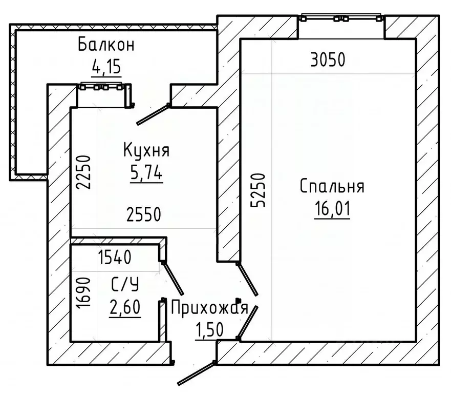 1-к кв. Кабардино-Балкария, Нальчик ул. Чернышевского (30.0 м) - Фото 2