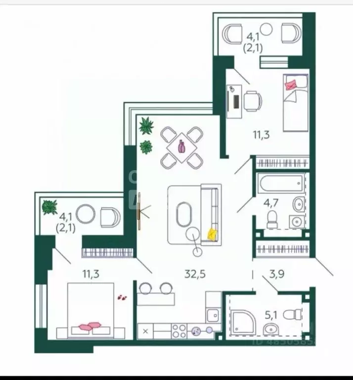 2-к кв. Москва наб. Марка Шагала, 11к3 (73.0 м) - Фото 2