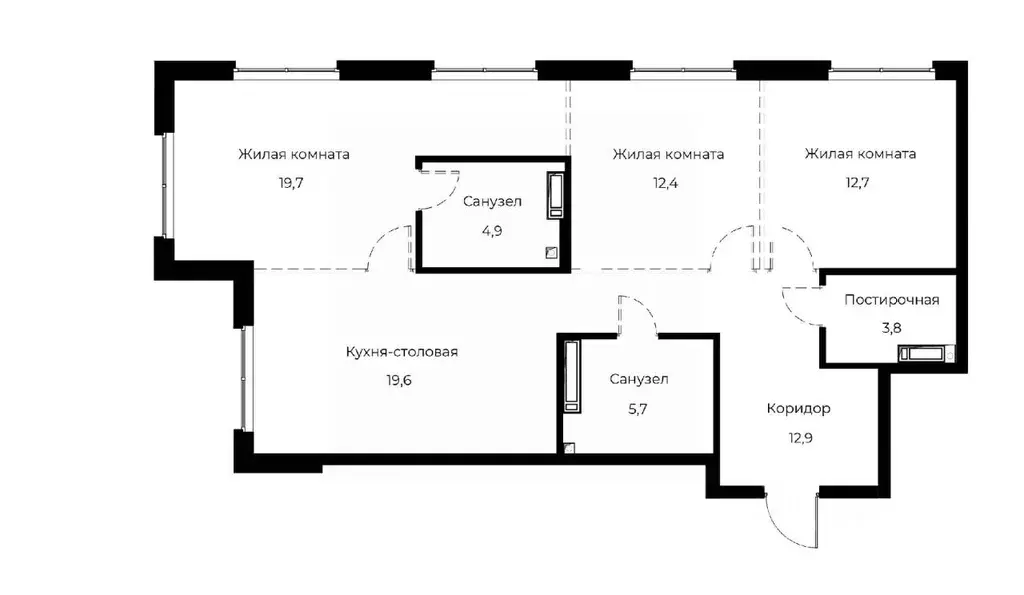3-к кв. Пензенская область, Пенза Велларт Сити жилой комплекс (91.7 м) - Фото 1
