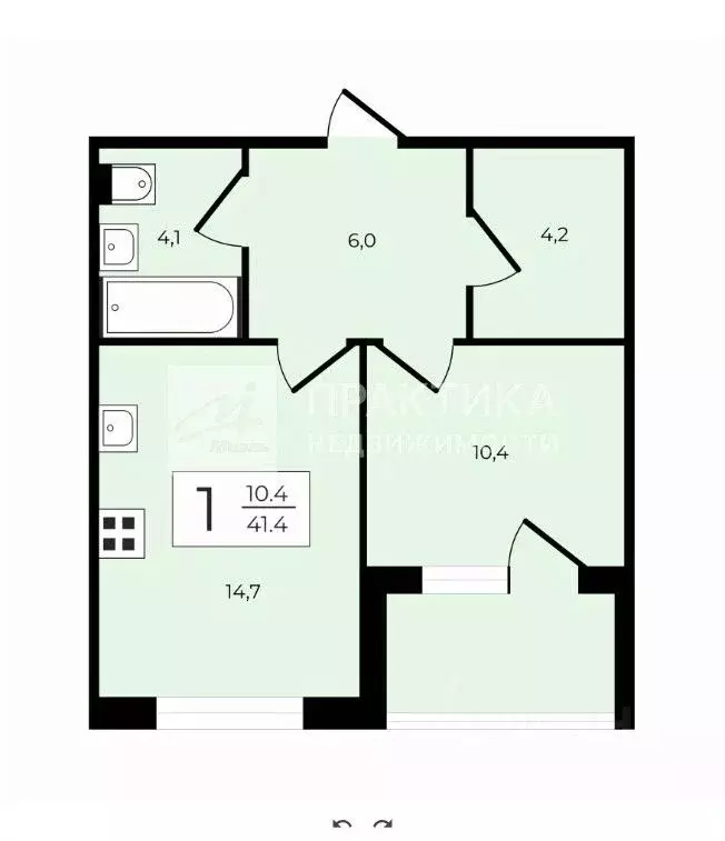 1-к кв. Москва проезд Проектируемый № 4083 (41.4 м) - Фото 2