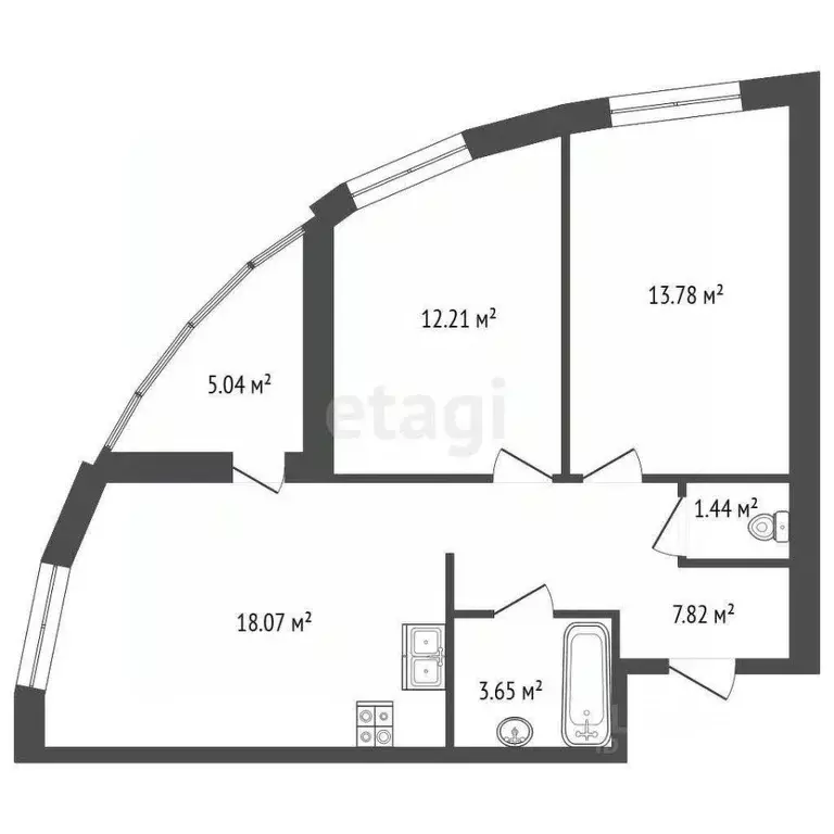 2-к кв. Ленинградская область, Всеволожский район, Свердловское ... - Фото 2