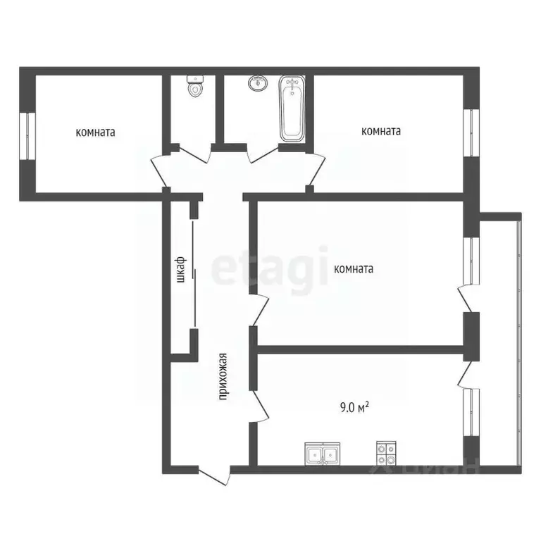 3-к кв. Саратовская область, Балашов ул. Карла Маркса, 9 (59.8 м) - Фото 2