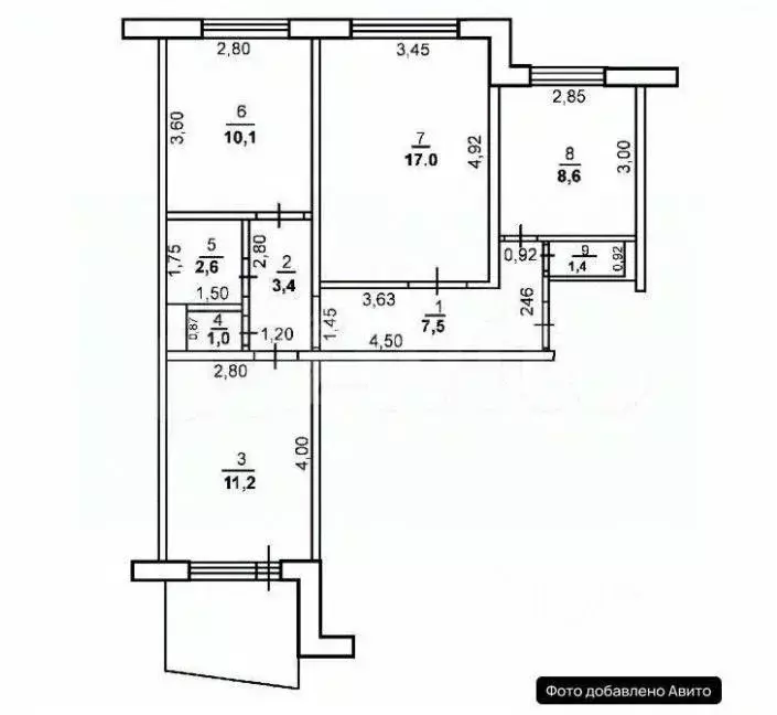 3-к кв. Оренбургская область, Оренбург просп. Гагарина, 41/2 (62.8 м) - Фото 2